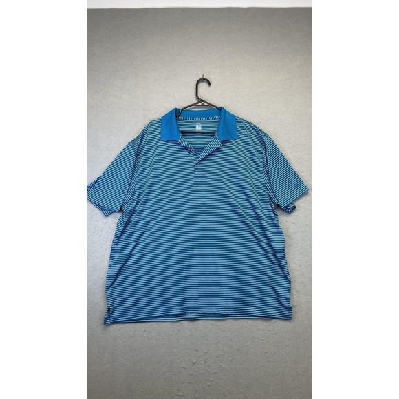 PGA Tour Other - PGA TOUR Polo Shirt Mens 2XL Blue Striped Performance Golf Short Sleeve Stretch‎